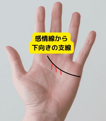 (7)恋が実らない?「感情線から下向きの支線」