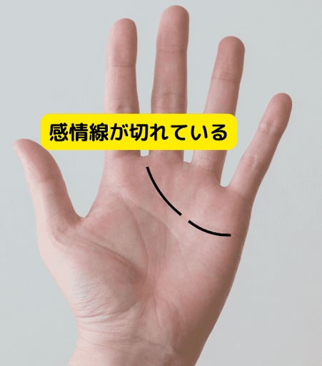 (11)冷めやすいかも「感情線が途中で切れている」